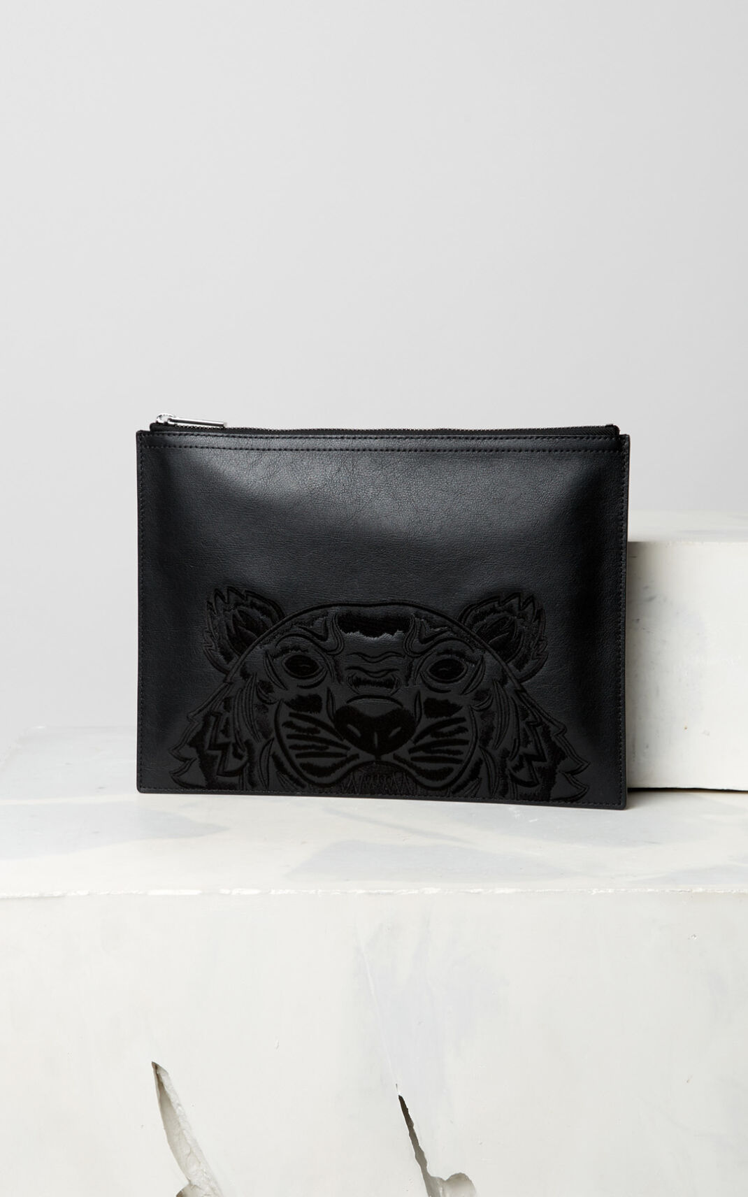 Kenzo Tiger Deri Clutch Çanta Bayan Siyah | 8461-GBKHY